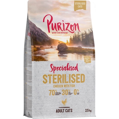 PURIZON ADULT STERILISED KUŘE A RYBA BEZ OBILOVIN 2,5 kg
