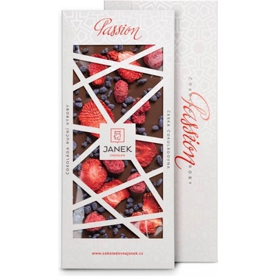 Čokoládovna Janek Passion 41% jahody maliny fialka mléčná 120 g