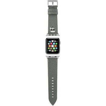 Karl Lagerfeld Силиконова каишка Karl Lagerfeld KLAWLOKHG за Apple Watch 42/44/45mm, сребърен / сребърен, Saffiano Karl Heads (KXG0036936)