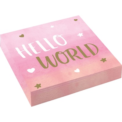 Amscan Салфетки Hello World - розови 33 х 33 см