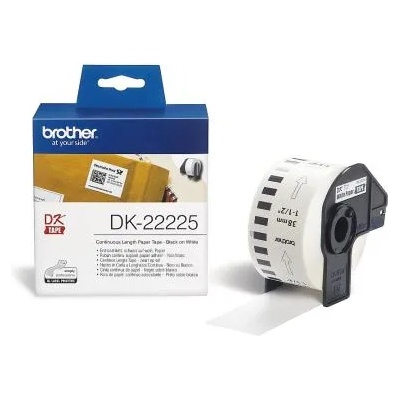 Brother DK-22225 White Continuous Length Paper Tape 38mm x 30.48m, Black on White