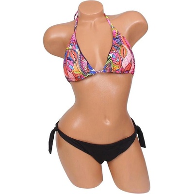 Дамски бански от две части в черен цвят и цветен принт
