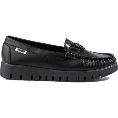 Shelvt Black women's loafers on the platform černá