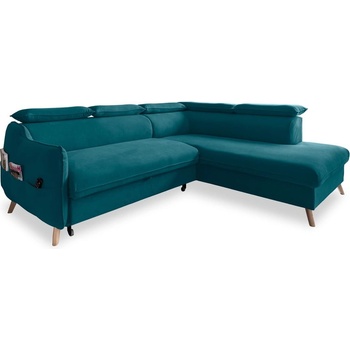 Miuform Ъглов разтегателен диван от тюркоазено кадифе (десен ъгъл) Sweet Harmony - Miuform (1323MO238)
