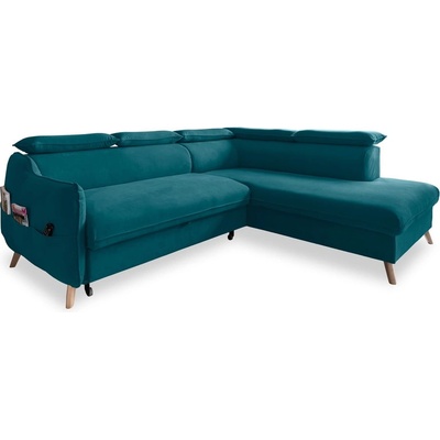 Miuform Ъглов разтегателен диван от тюркоазено кадифе (десен ъгъл) Sweet Harmony - Miuform (1323MO238)