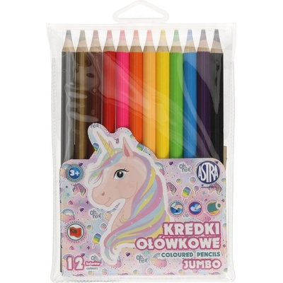 Astra AS312221007 Кръгли цветни моливи джъмбо Unicorn 12 цвята + острилка (AS312221007)
