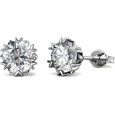 Royal Fashion stříbrné pozlacené náušnice s drahokamem moissanitem ME009