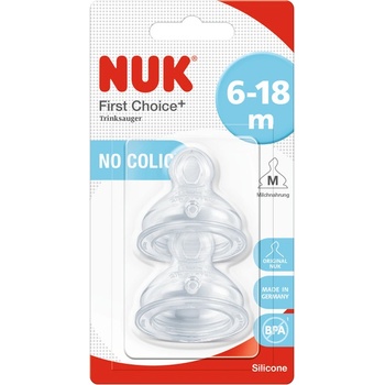 Nuk Силиконови биберони NUK First choice - Размер M, 6-18 м, 2 броя (10721265)