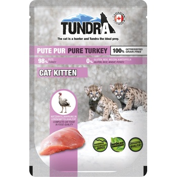 TUNDRA Kitten Pure Turkey - Премиум пауч за подрастващи котки, без зърно, с чисто пуешко месо, 100 гр. /4 броя