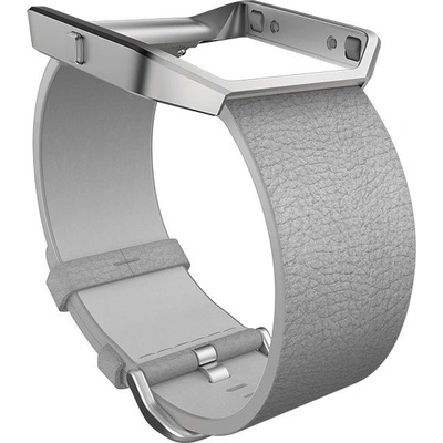 Fitbit Кожена верижка и метален корпус за Fitbit Blaze - Fitbit Blaze Accessory, Leather Band, Large (сива)