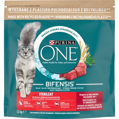 ONE Cat Sterilcat Beef Cat Food 1, 5 кг