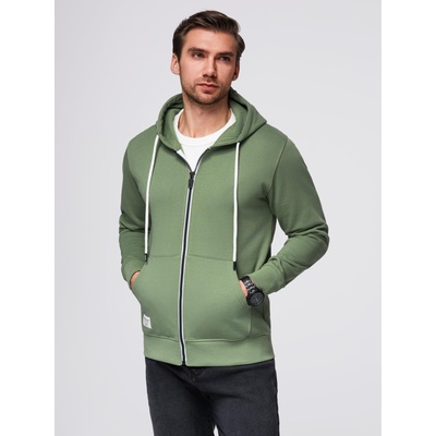 Ombre Clothing Мъжки суитшърт BASIC със цип и качулка - зелен V3 OM-SSBZ-0178 Ombre Clothing Ombre Clothing | Zelen | МЪЖЕ | XXL