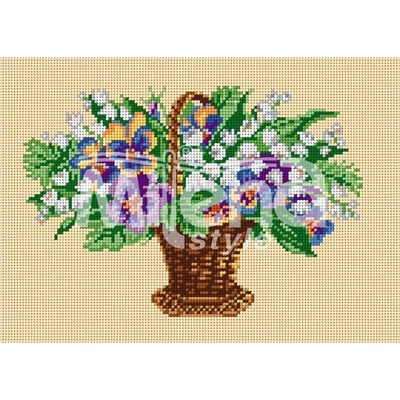 Milena Style Кошничка с цветя - гоблен със схема