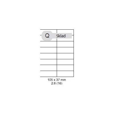 Print etikety 105x37mm, biele, 16ks/A4, 100 A4/bal