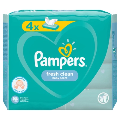 Pampers Fresh Clean мокри кърпи 4 x 52 броя