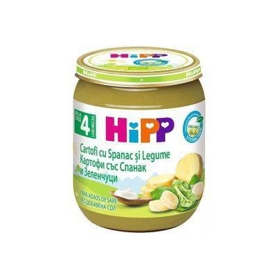 HiPP Био пюре от картофи със спанак и зеленчуци hipp, 4+ месеца, 125гр