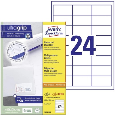 Avery-Zweckform 3658-200 64.6 x 33.8 mm papír bílá 4800 ks