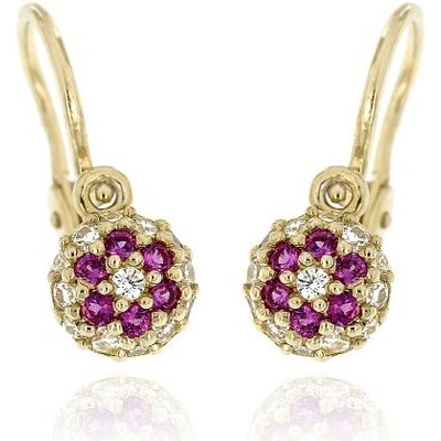 Zlatnictví U Kostela dětské náušnice s červenými kamínky 418č