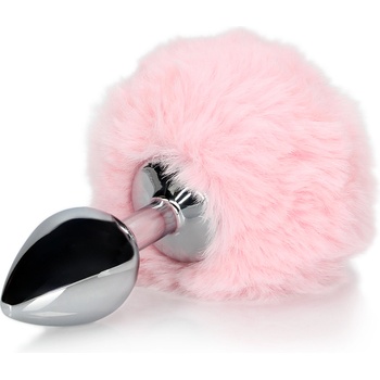 Image 1 of Ouch! Bunny Tail with Metal Butt Plug Pink