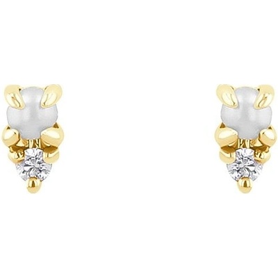 Eppi Zlaté náušnice s perlami a lab-grown diamantmi Chaney E46313