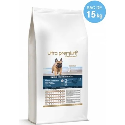 Ultra Premium Direct Puppy mini medium breeds - суха храна за подрастващи кученца от дребни и средни породи, с ниско съдържание на зърно, 45% месо и месни съставки, пиле и ориз 15 кг - Франция, LG1501