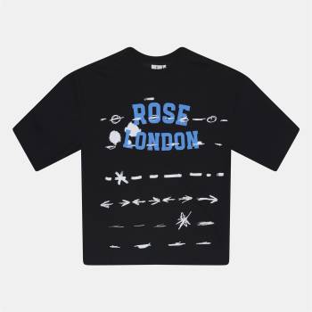 Rose London Тениска Rose London Graffiti Stripe T-shirt - Black