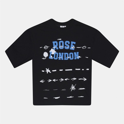 Rose London Тениска Rose London Graffiti Stripe T-shirt - Black