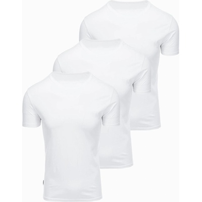 Ombre Clothing Мъжка памучна тениска BASIC с кръгло деколте - 3x бяла V11 OM-TSBS-0268 (3x БЯЛА) Ombre Clothing Ombre Clothing | Byal | МЪЖЕ | S