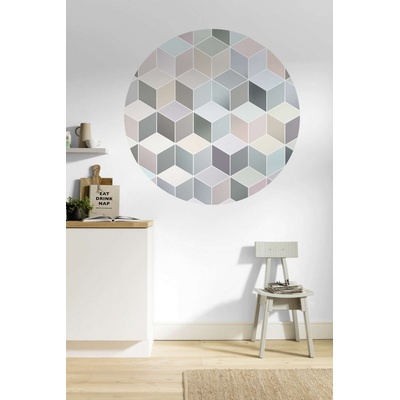 Komar Dots D1-012 Kulatá samolepicí fototapeta 3D pastelové retro kostky průměr ø 125 cm