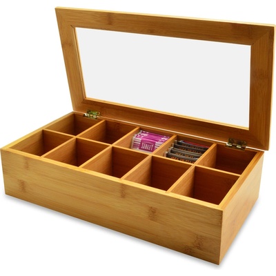 Perfect Home 12982 Bambusová na čaj Organizér na čaje s víkem 37 x 20,2 x 9 hnědá