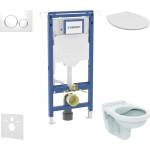 Geberit Duofix - Комплект за монтаж пред стена, тоалетна Alpha със седалка, бутон Sigma20, бял/хром SANI11CD3117 (SANI11CD3117)