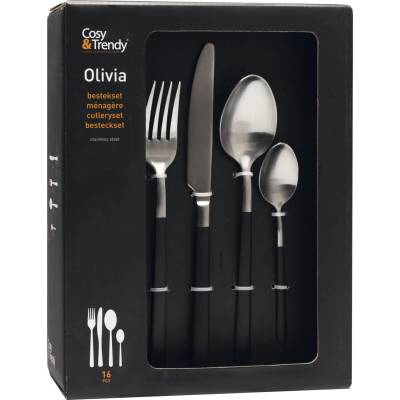Cosy & Trendy Sada příborů Brushed-Black Olivia 16 dílná