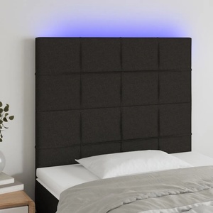 vidaXL LED горна табла за легло, черна, 100x5x118/128 см, плат (3122416)