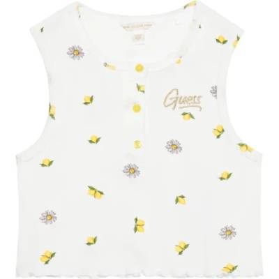 GUESS Къс топ за момиче в бял цвят с лимони Guess
