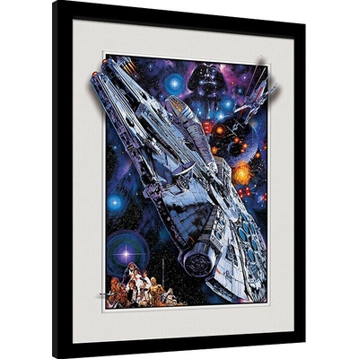 Rámovaný Obraz - Star Wars - Millenium Falcon, 34.3 x 44.5 cm