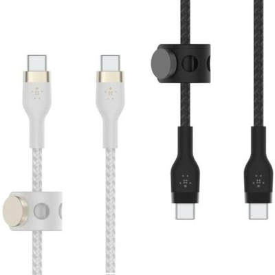 Belkin CAB011bt1MBW2PK BOOST CHARGE Pro-Flex silikonový nabíjecí a datový USB-C / USB-C pro iPhone / iPad / MacBook / AirPods, 1m, bílý, černý, 2ks