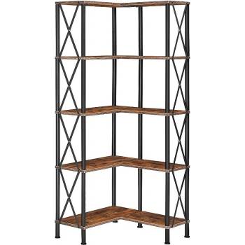 Image 1 of Hoobro Ъглова етажерка с пет рафта кафяво рустик / черно
