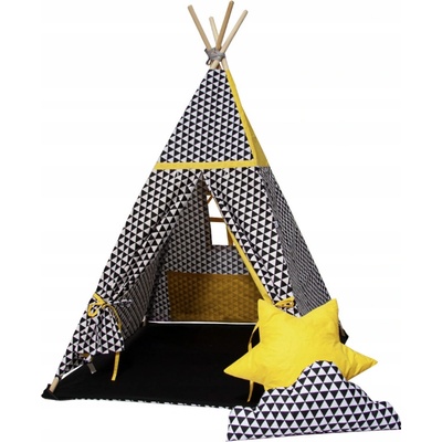 Golden kids Stan Teepee s väčším príslušenstvom čierno-bielo-žltý