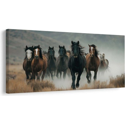 Obraz stádo koní v pohybu - 120x60
