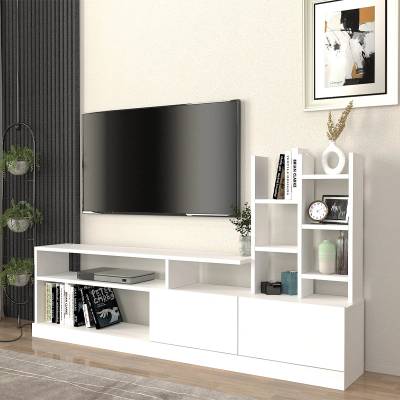 TopMebel Телевизионен модул Pesaro меламин в бял цвят 165x25x91, 3см