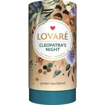 Lovare Zelený čaj Cleopatra's Night sypaný dárková tuba sypaný zelený čaj s ananasem a květy dárková tuba 80 g 80 g
