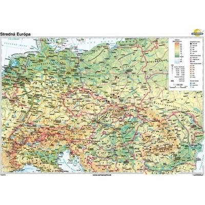 Cartographia Stredná Európa (160x120 cm – 1:1260000), nástenná, fóliovaná, lištovaná