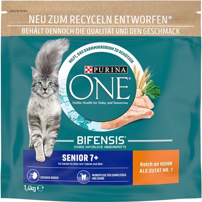 Purina ONE Bifensis Senior 7+ kuře a celozrnné obilniny 2 x 1,4 Kg