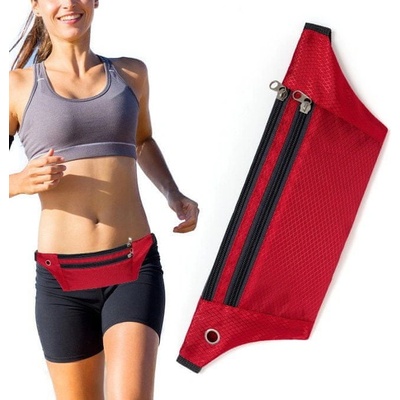 Púzdro MG Ultimate Running Belt bežecké opasok s otvorom slúchadlá, červené