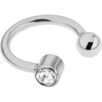 Šperky eshop Půlkruhový piercing z oceli do obočí stříbrná čirý zirkon PC05.29