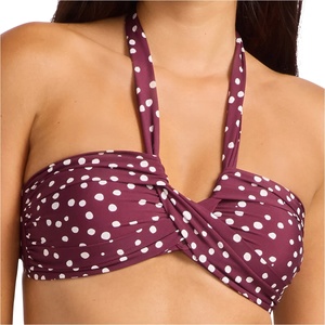 Seafolly Дамско бикини горнище Seafolly Women's Dolce Dot Halter Bandeau Bikini top - Dark Burgundy - размер 38 (EU) (150-6761-0213)