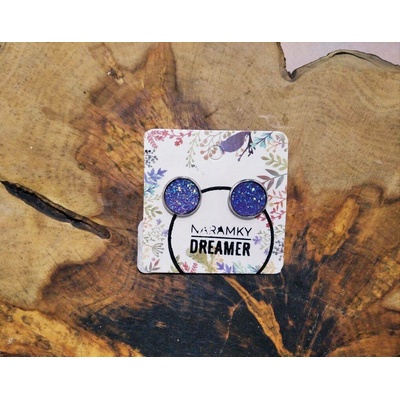 Dreamer ocelové náušnice pecky Fialové třpytky 0001145
