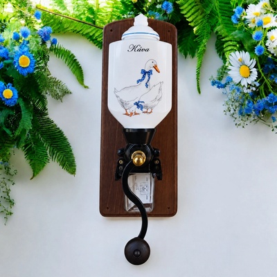 český porcelán Dubí Závesný mlynček na kávu 35 cm vzor Husi