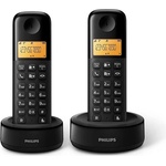 Philips d160 duo безжичен dect телефон, ЧЕРЕН d1602b/53 (d1602b/53) Телефонни апарати
