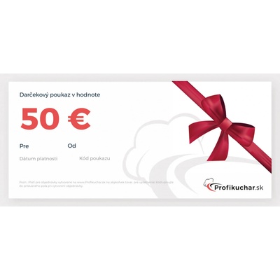 Elektronický darčekový poukaz Profikuchar.sk na nákup tovaru v hodnote 50 €